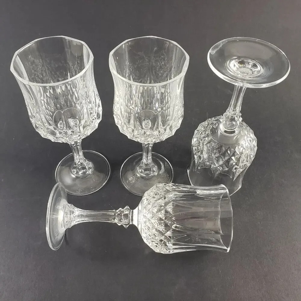 4 Cristal D'Arques Longchamp Lead Crystal Wine Glasses 6.5